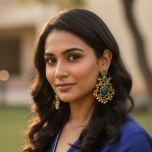 Elegant Green & pearl Jhumkas