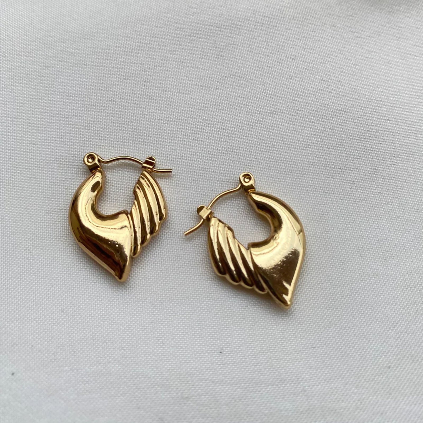 Wing Hoops, Gold Plated Stainless Steel - Image 4