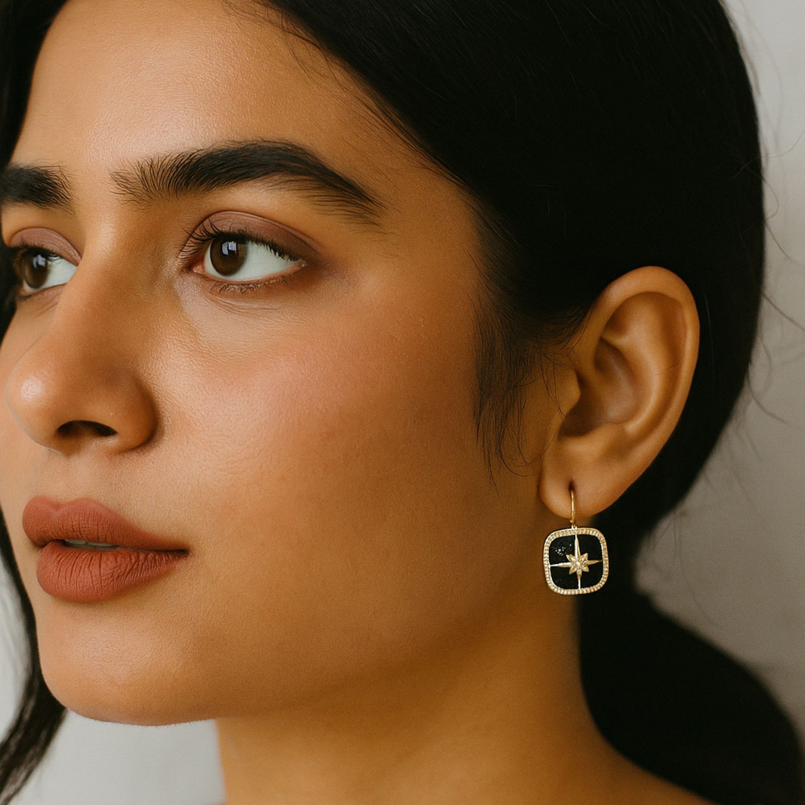 Anti-Tarnish Plated Black Diamond Earrings