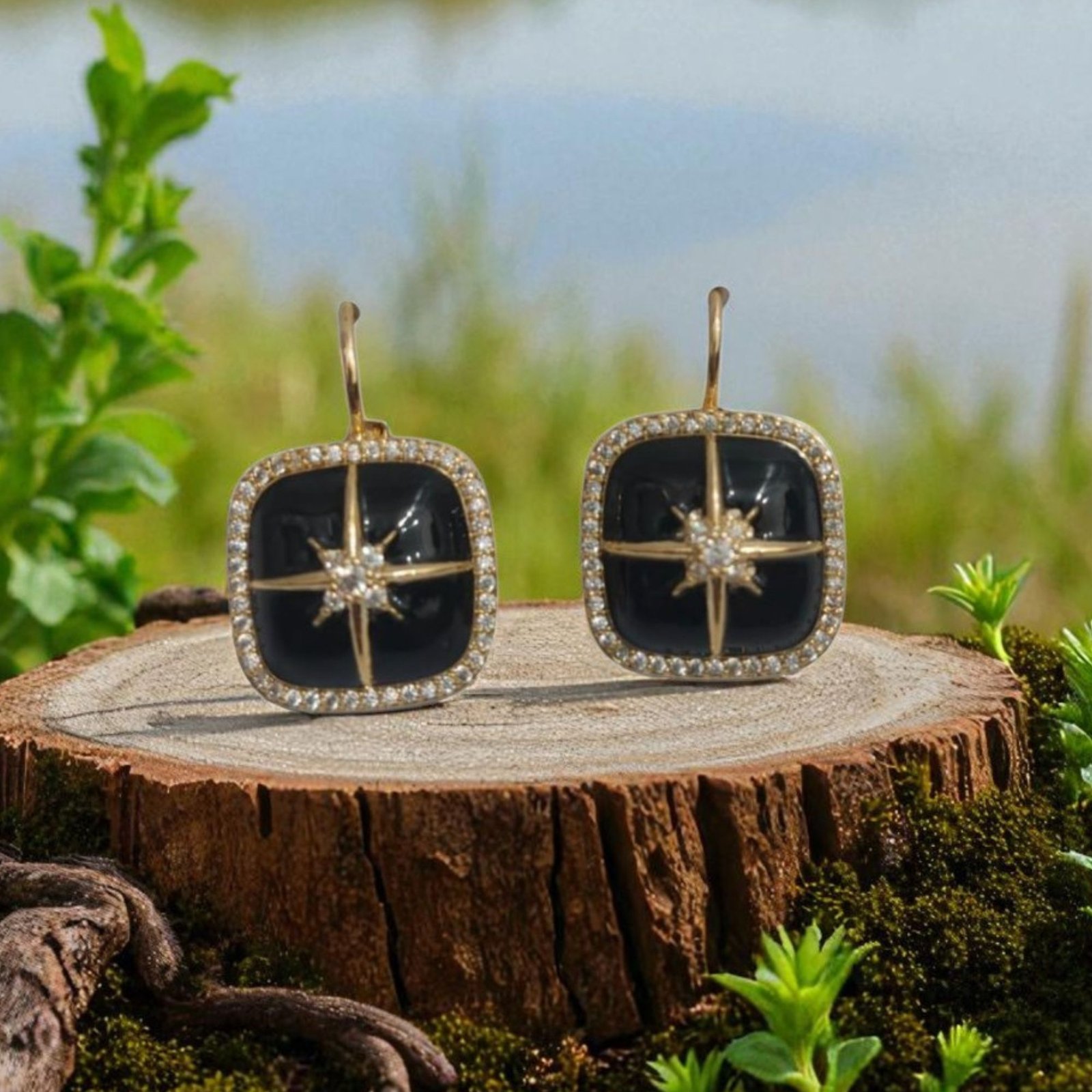 Anti-Tarnish Plated Black Diamond Earrings - Image 3