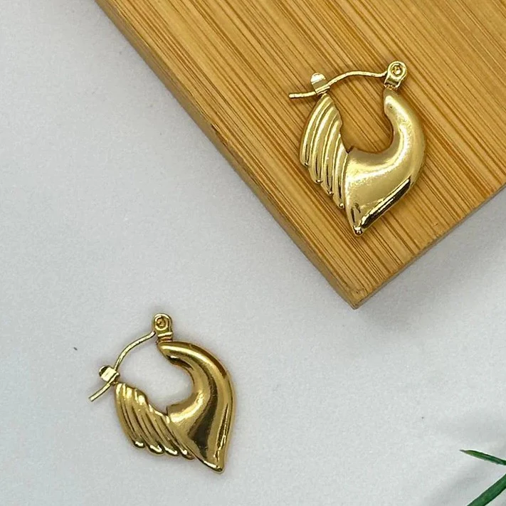 Wing Hoops, Gold Plated Stainless Steel - Image 2